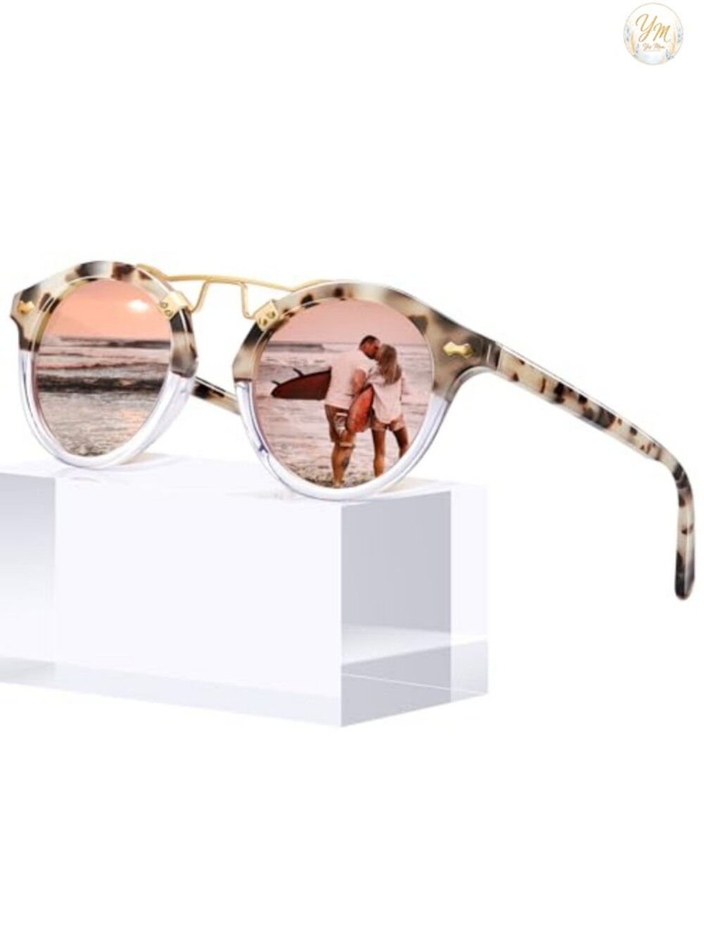 Small Frame Polarized Acetate Sunglasses with Metal Brow